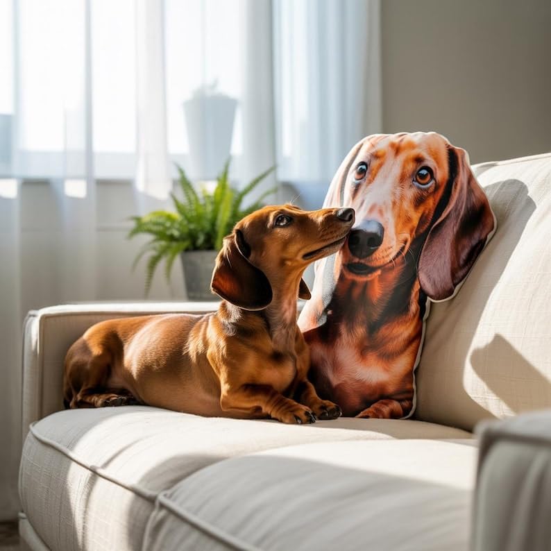 LongGenius Hässliches Haustierkissen mit individuellem Foto, niedliches Hundekissen, personalisiertes Haustier-Gedenkgeschenk, individuell geformtes Kissen