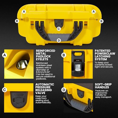 Image of NANUK 905 Hard Case with Foam - IP67 Waterproof Hard Case, Protective Hard-Shell Box for Camera, Drone & Gear - Impact-Resistant, Dustproof, Travel-ready, 12.5 inch x 10.1 inch x 6 inch, Made in Canada - Yellow