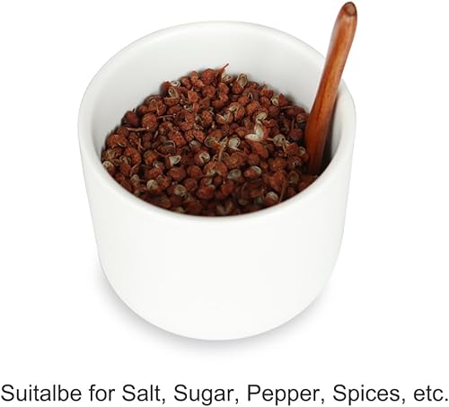 Miniatura 5 de Bealuffe Recipiente de sal con tapa de cuchara, recipiente de cerámica para caja de sal para sal y azúcar para encimera