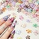 Barlone 50 Stück 3D Blumen Nagel Charms für Nägel, 3D Gel Nail Art, Nail Charms Summer Bunte Nagelschmuck, DIY Nagel Zubehör, Kristalle Hibiskus Blumen Geprägt Farbverlauf Nailart für Frauen