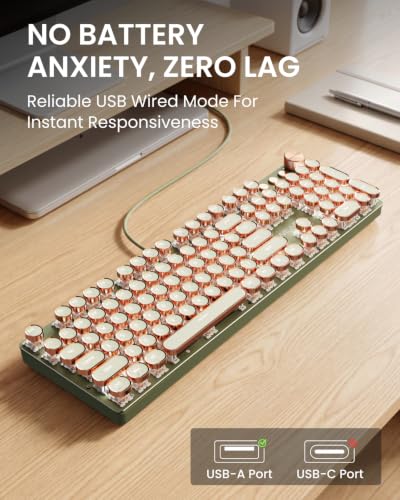 Image of EWEADN Mechanical Gaming Keyboard Typewriter Style Switch LED Backlight Media Control Button