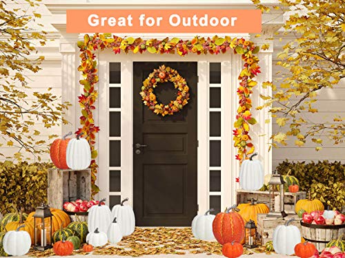 vensovo 8 Inch Large White Pumpkins for Decorating - 2PCS Big White Foam Decorative Pumpkins for Fall Decor, White Paintable Artificial Pumpkins Perfect for Halloween Decor Thanksgiving Decor