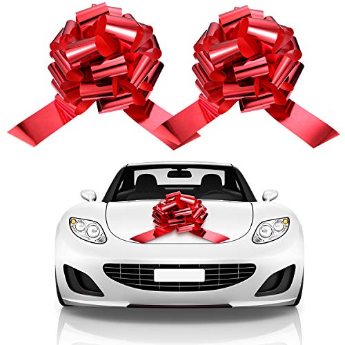 2 Sets Car Bows 16 Inch Giant Bows Bright Red Car Gift Bow