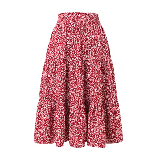 Ladies' High Waist Skirt Elastic Waist in Spring Summer and Autumn Leisure Stitching Pleated Beach Skirt2