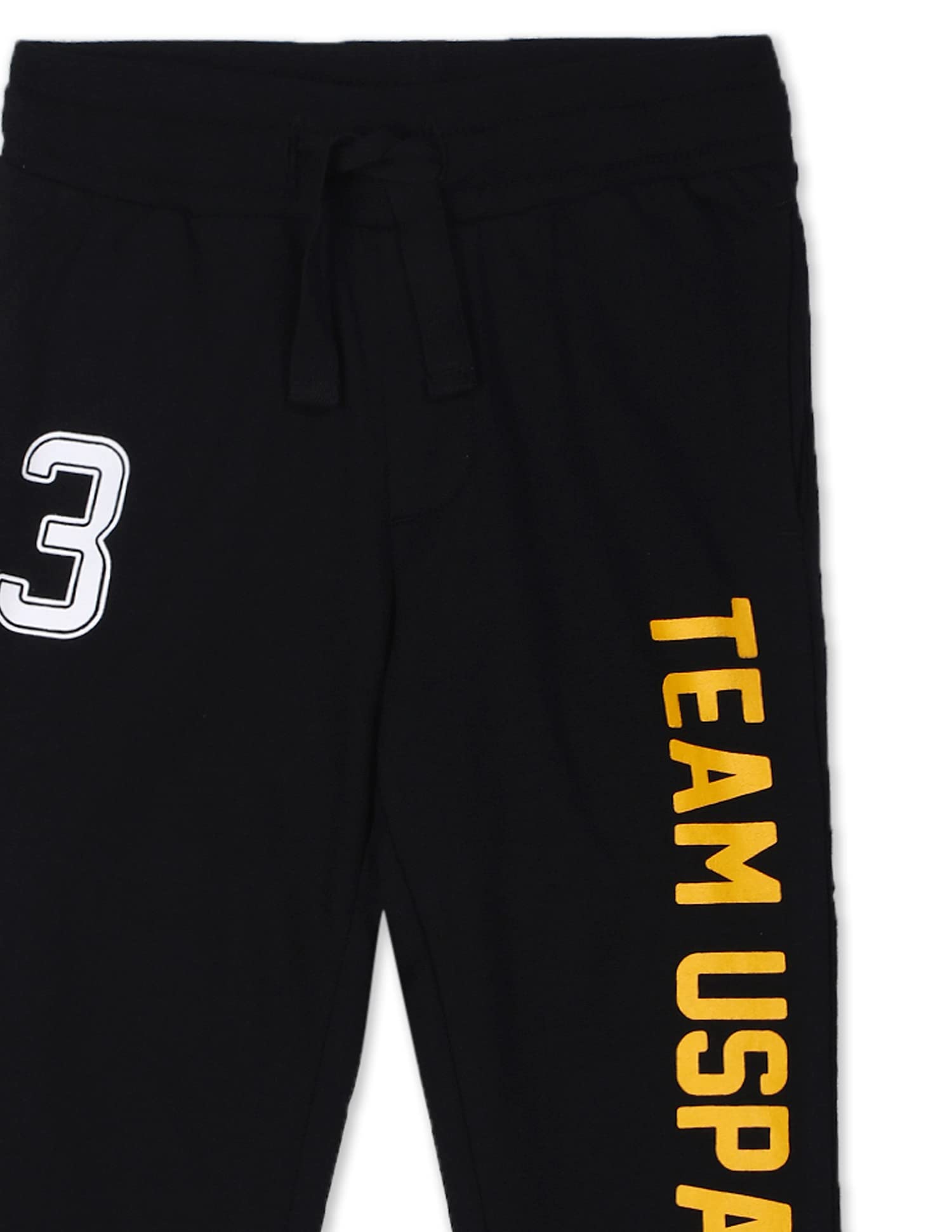 US Polo Assn. Knitted Cotton Joggers for Boys - Mid Rise, Regular Fit, Brand Printed Joggers for Kids - 12T, Black 2