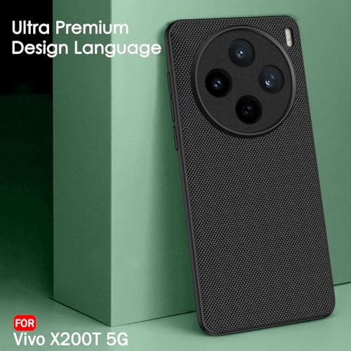 Image of TheGiftKart Back Cover Case for Vivo X200T 5G | Slim & Lightweight | Ultra-Premium Design | Camera Protection Bump | Fabric Texture Case Cover (PC & TPU, Black)