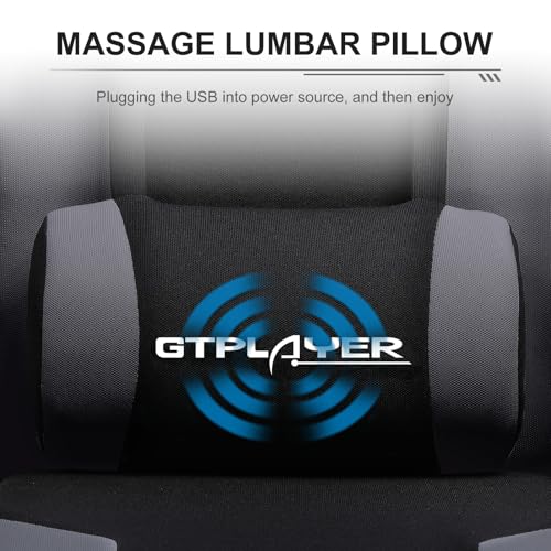 Image of GTPLAYER Gaming Chair, Computer Chair with Footrest and Lumbar Support, Height Adjustable Game Chair with 360-Swivel Seat and Headrest and for Office or Gaming (Darkgray, Fabric)