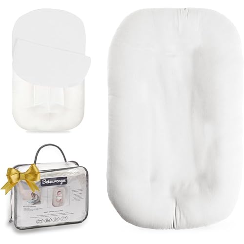 Baby Lounger - Snuggle Cozy Me Infant Lounger for Newborns | Breathable & Soft, Portable Awake-Time Pad, Essential Baby Gift- Natural (Lounger Cover Included)