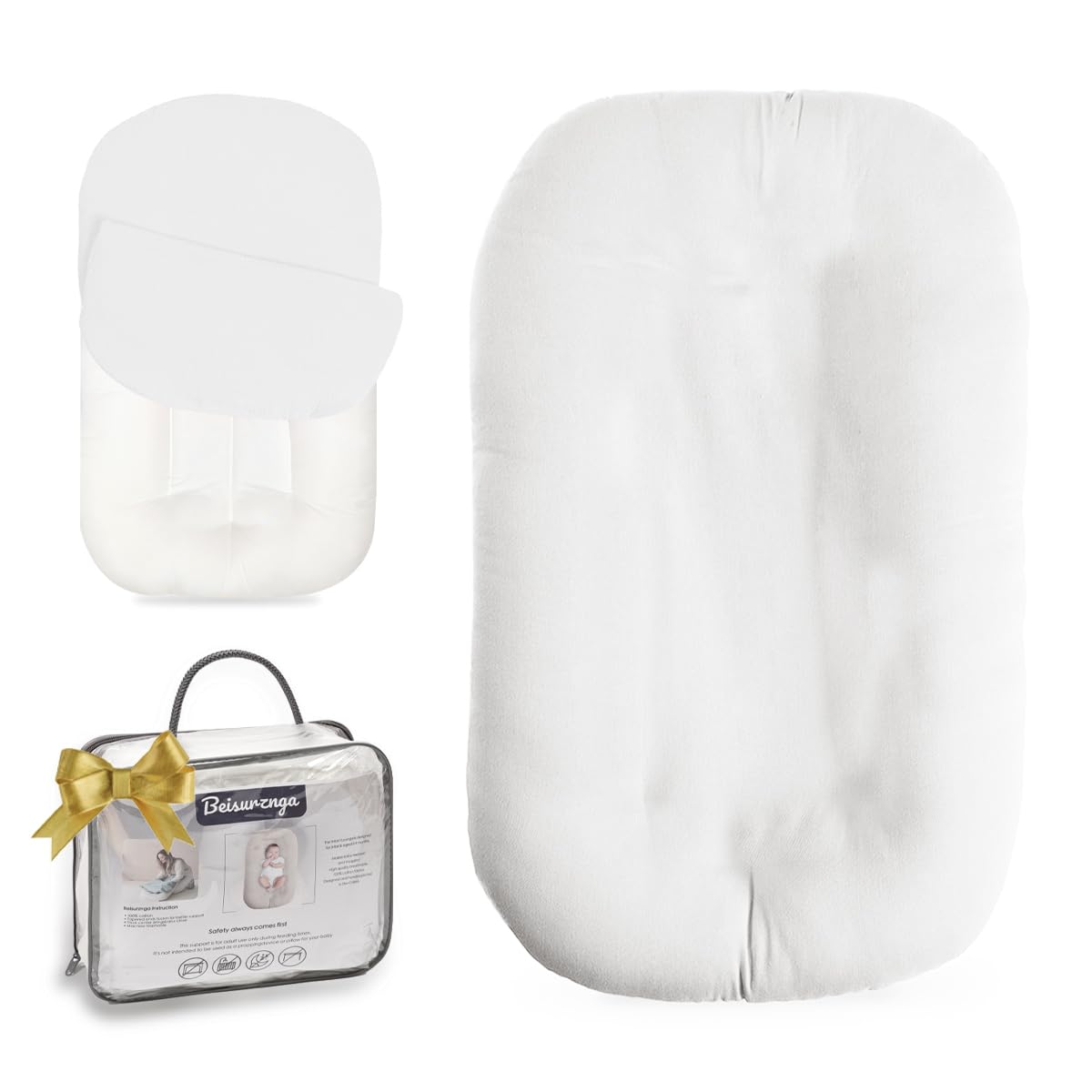 Tumbona para bebé Snuggle Cozy Me, tumbona para recién nacidos, transpirable, suave, portátil, almohadilla para el tiempo de vigilia, regalo esencial para bebé, funda natural para tumbona incluida