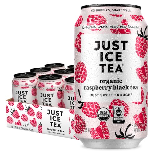 Just Ice Tea, Organic Raspberry Black Iced Tea, 12-Pack (12oz Cans)