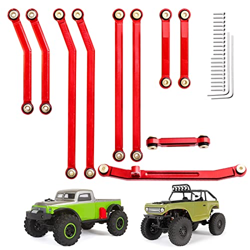 HobbyPark High Clearance Links Set Steering Rod Tie Upgrades for Axial SCX24 Deadbolt AXI90081 B17 Upgrades 1/24 RC Crawler Car (Red)