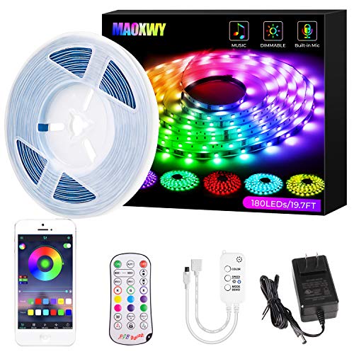 Led Strip Lights, 19.7ft/6M RGB Color Changing Tape Lights 180 LEDs SMD5050 Music