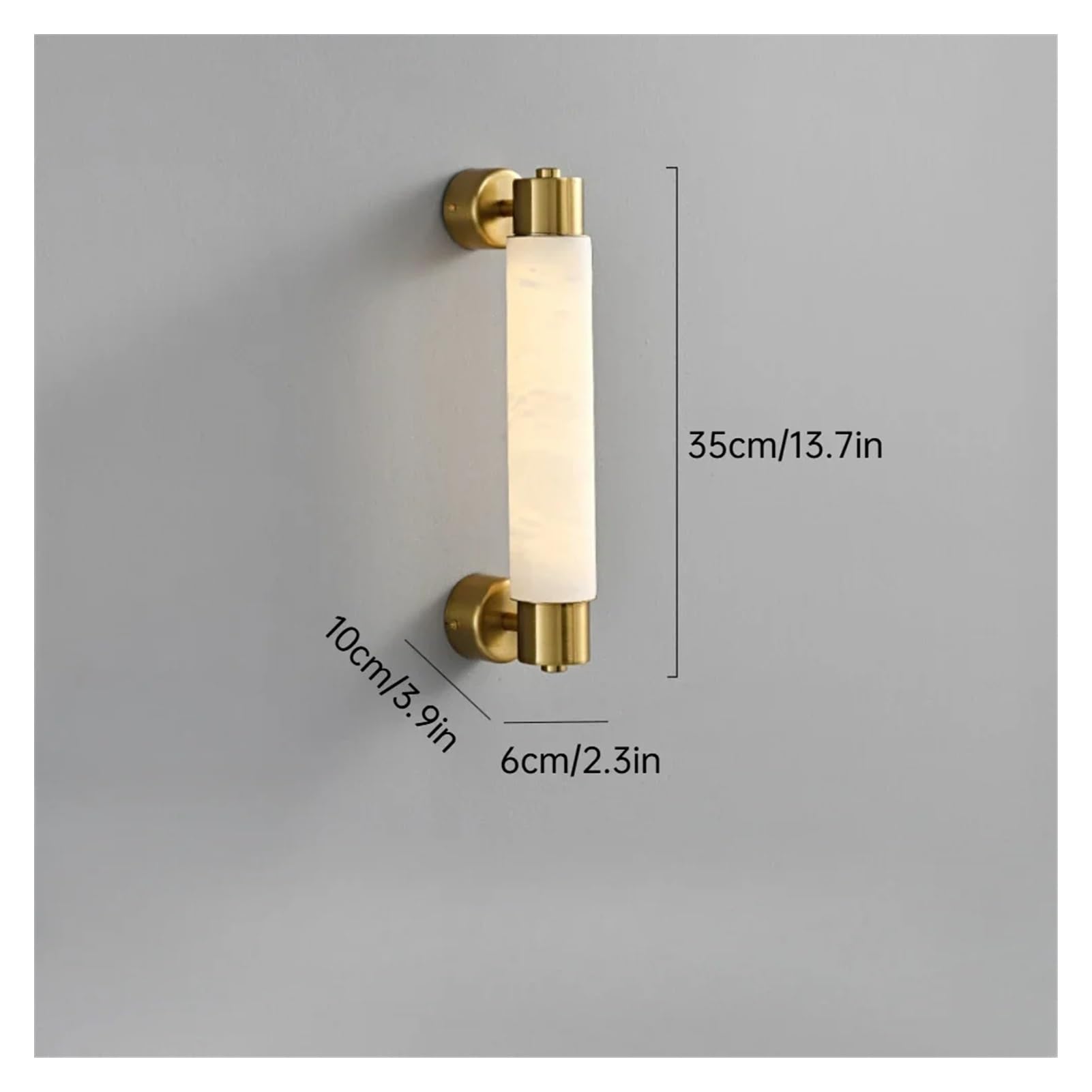 Generico Luci da parete, Lampada da parete moderna a LED in marmo naturale spagnolo, soggiorno, sfondo, camera letto, comodino, bagno, lampada specchio, in ottone(Warm,Golden W6CM H35CM)