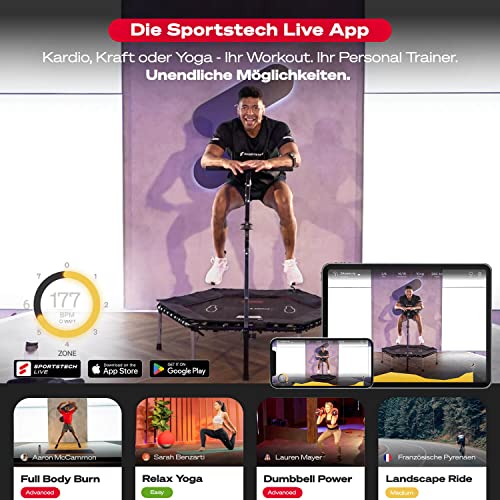Sportstech HTX100 Trampolin, klappbar | Deutsche Qualitätsmarke | Fitness Trampolin mit Haltegriff | Indoor Jumping für… – Bild 4