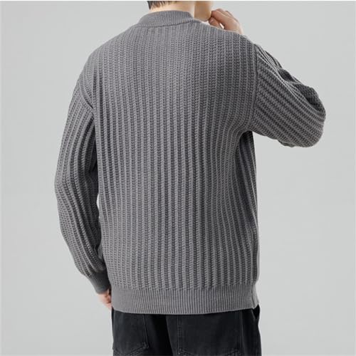 Men's Basic Sweater Warm Pit Striped Sweater Men's Fall Pullover Crew Neck Sweater3