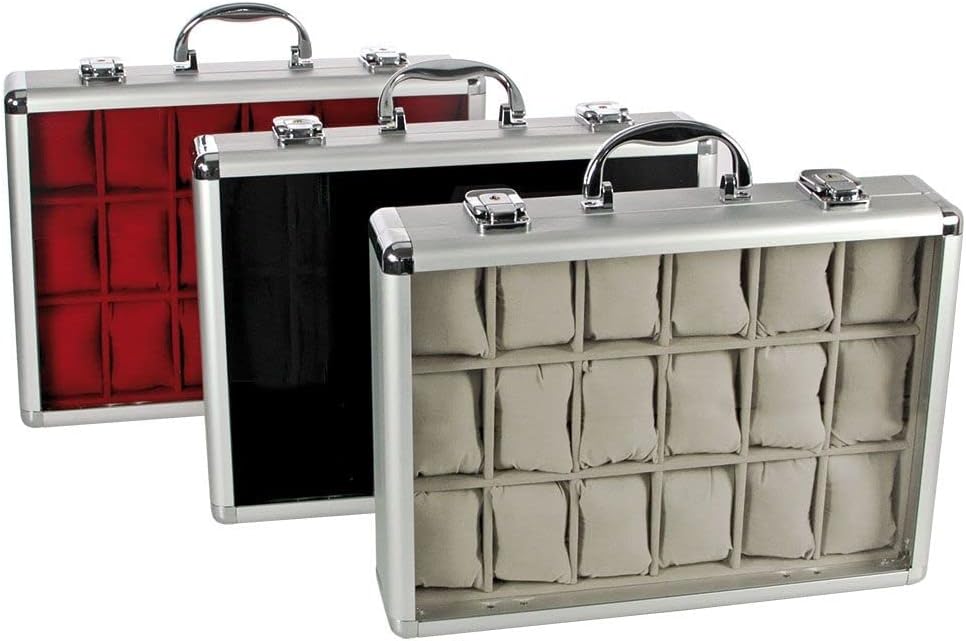 Uhrenkoffer Alu groß mit schwarzen Samt