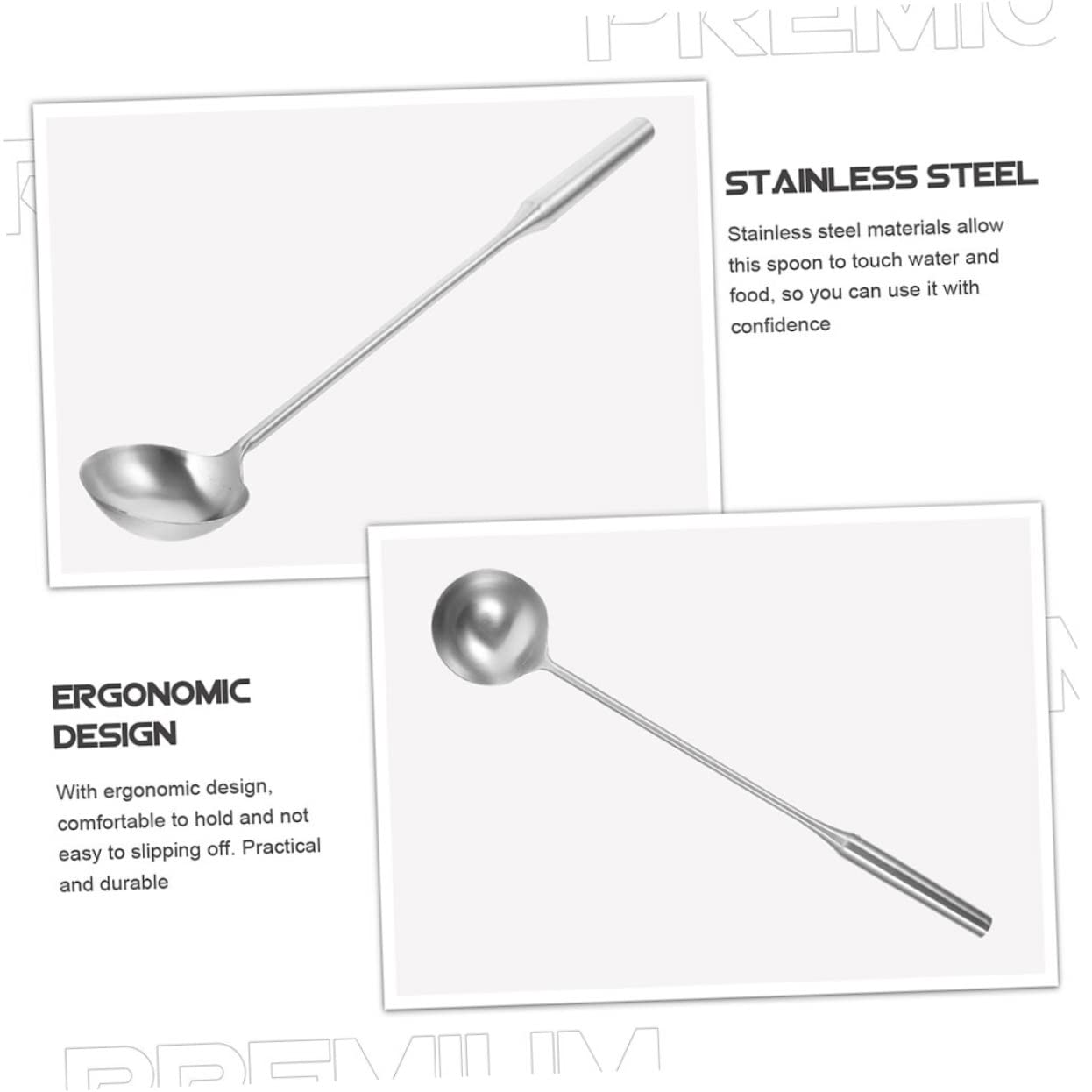 IMIKEYA Cucharón y Resistente a Deformaciones Mango Largo sin Rebabas de Acero Inoxidable Utensilio Adecuado para Restaurantes y Cocinas Profesionales