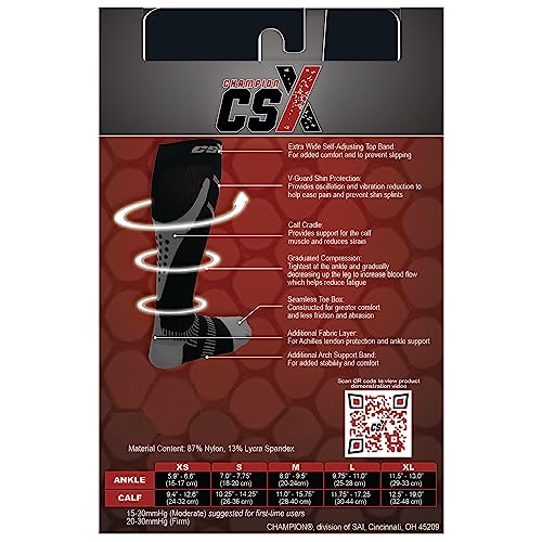 Image of CSX Compression Socks for Men and Women, Knee High, Recovery Support, Athletic Sport Fit, Green on Black, Small (15-20 mmHg)