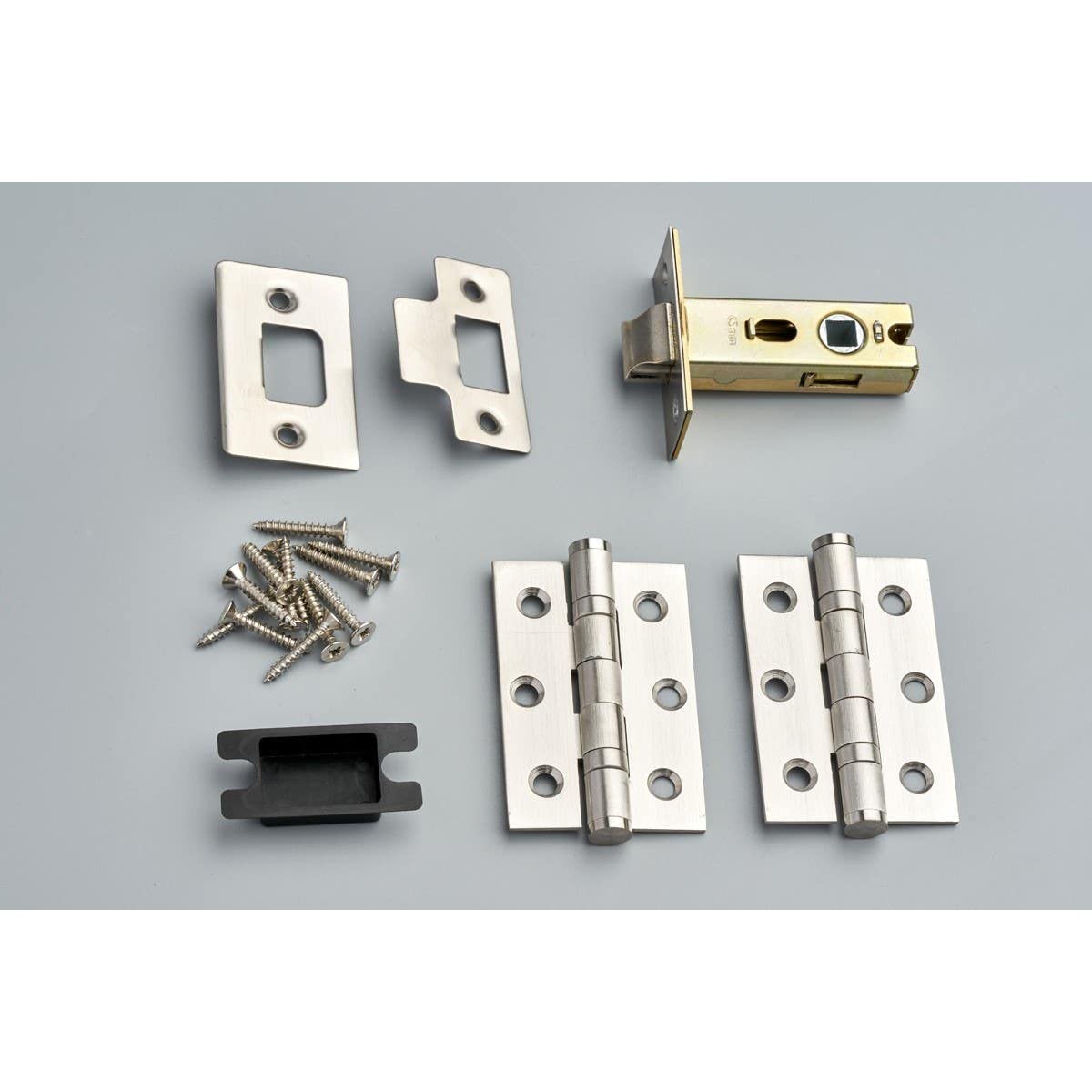 Hardware Solutions - Tubular Latch 64mm and Ball Bearing Hinges 76mm - Premium Design - Satin Stainless Steel - Fixings Included - Image 3