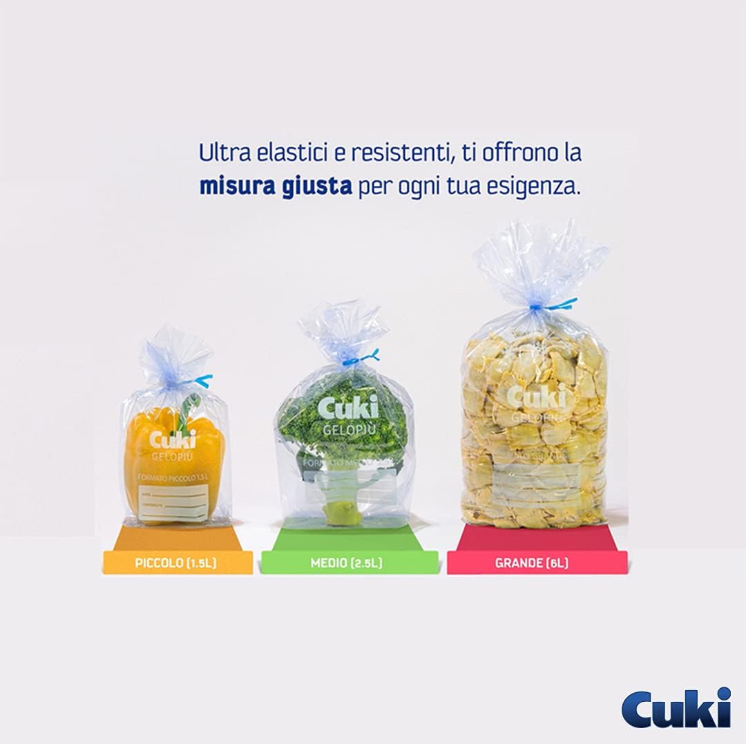 Cuki Gelopiù Freezer Bags 7 Layers Maxi Medium Stock - 23 X 32 Cm - 2.5 L - 4 Packs Of 40 Pieces - 630 g