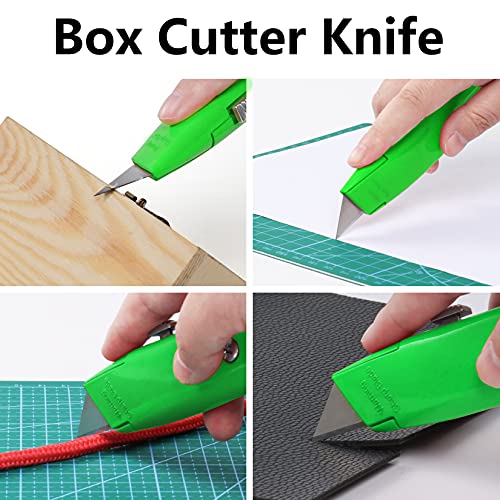 Image of DIYSELF 2 Pack Heavy Duty Box Cutters, Retractable Utility Knives for Boxes | Comfort Grip Utility Knife for Cardboard, Plastic, Vinyl and Carpet; Durable PVC Pipe Cutter for Garage and Home Use