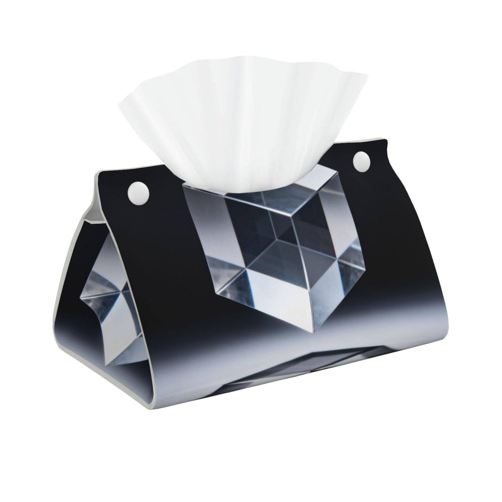 Float Cube Art Long Leather Tissue Box Cover-Waterproof PU Leather Tissue Holder for Bathroom, Decorative Rectangular Tissue Case