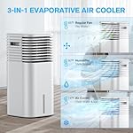 24" Windowless Portable Air Conditioner, 15H Timer & 120°Oscillation, 3-IN-1 Portable AC Unit with Remote, 2-Gal Tank, 3 Modes & 3 Speeds, Ultra-Quiet Ventless Swamp Cooler for Room Home Office, Ivory - Image 4