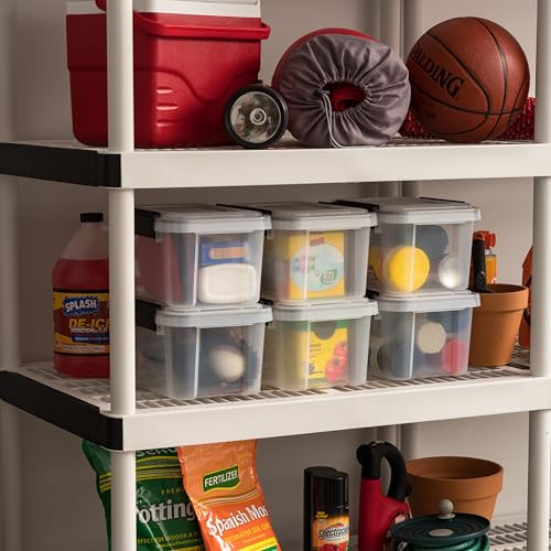 Image of IRIS USA WeatherPro 6 Qt Storage Bins with Lids, 6 Pack, BPA-Free Plastic Gasket Box with Tight Latch and Seal, Stackable Nestable Tote Tub - Clear /Black