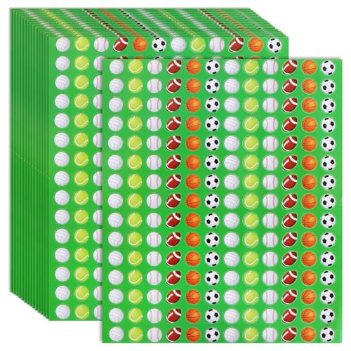 Vuzvuv 3240 Pcs Sport Ball Stickers for Gift Bag Envelope Seal-0.5 Inch