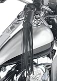 Black Solid Leather Motorcycle Grip Covers Throttle Handlebars Biker 12' Fringe