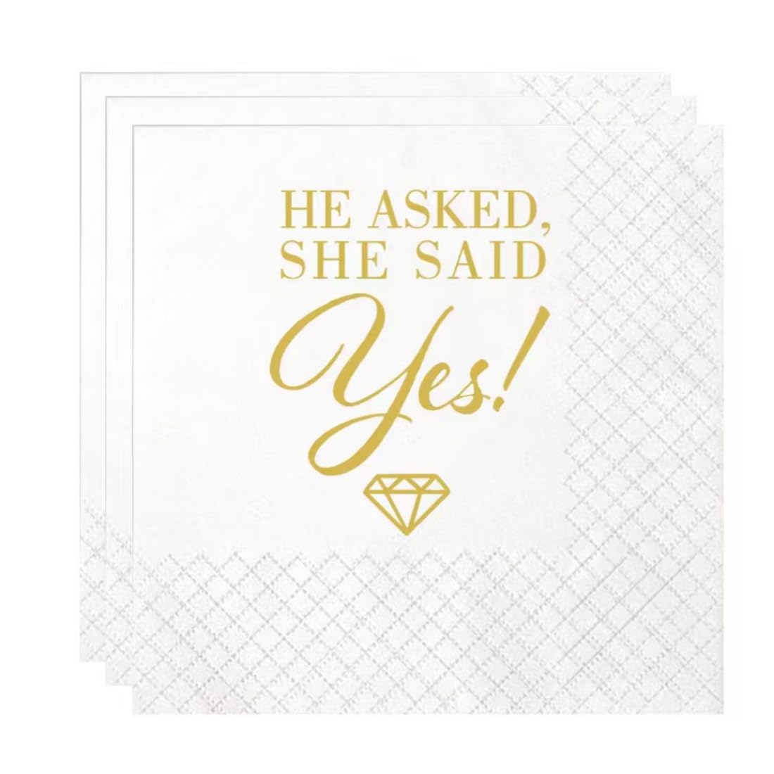 100 Pack of She Said Yes Paper Napkins for Wedding Engagement Party Bridal Shower Decoration