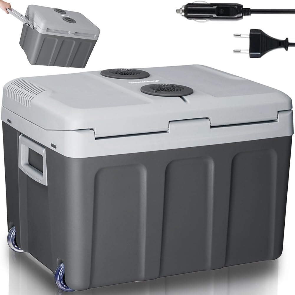 Frigorifero Elettrico Portatile per Auto da 40 Litri, Mini Frigo con Manico Ergonomico, Spina da 230V e 12V, Modalità Freddo e Caldo per Camion, Macchina, Barca, Campeggio, Camper