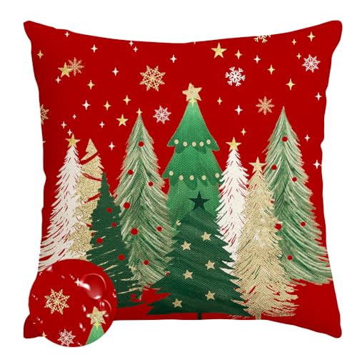 RABUSOFA Rot Tannenbaum Kissenbezug 45x45 Outdoor Kissen Weihnachten...
