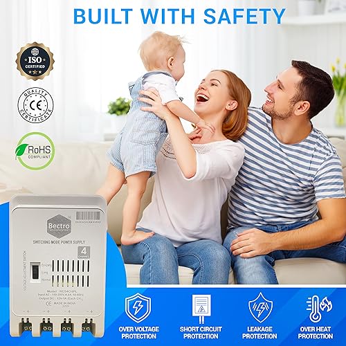 Image of Bectro Security Camera's CCTV Power Supply for 4 Channel (12V 5 Amp) SMPS (Switch Mode Power Supply) with Voltage Booster Technology