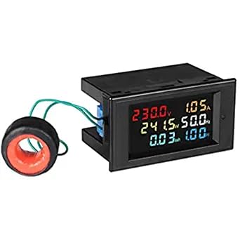 Energy Meter Digital Single phase 6 in 1, 80V-300V AC 100A Power Meter with Multi-Colour Display