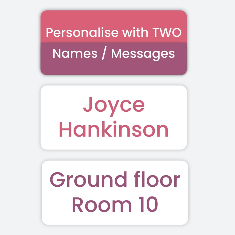 96 Personalised Stick-On Name Labels for Adults – Purple & Plum Text on White – Waterproof, Durable Labels for Clothing & Personal Items – Ideal for Care Homes, Nursing Homes & Hospitals (SFP)