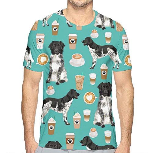 EEMNJIHH T-Shirt for Mens, Caffeinated Stabyhouns 3D Print Shirt Tops Blouse White