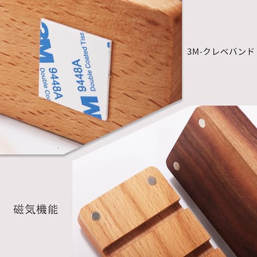 SEEDWAVE 木製 ケーブルホルダー,マグネット ケーブルクリップ 6穴 の商品画像 4