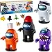 Four Among Us Crewmate Figures with Stampers | 4.5-Inch-Tall Among Us Toys + 10 Hats & Accessories| Among Us Party Favors and Playable Collectibles | Includes The Impostor with Mouth Open | by P.M.I.