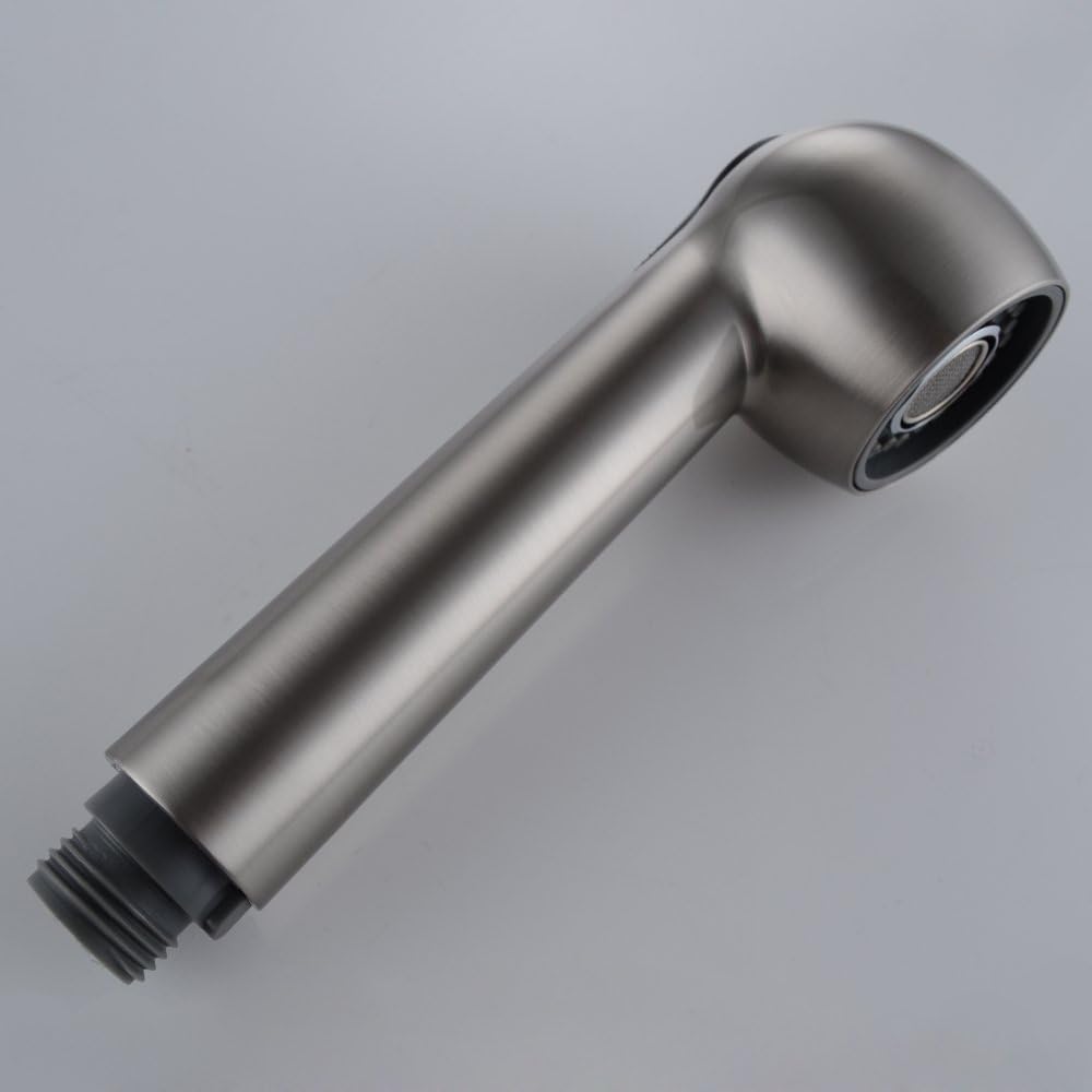 Replacement Sprayer Pull Out Spray Head for Kitchen Sink Pull-Down Faucet 1/2-Inch IPS Straight Thread 2-Function Stream Aerated Flow Brushed Nickel