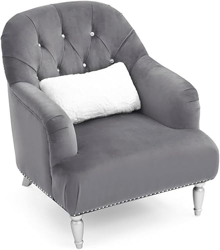 Miniatura 6 de Home Square Juego de muebles de 2 piezas con silla de terciopelo y sofá en gris