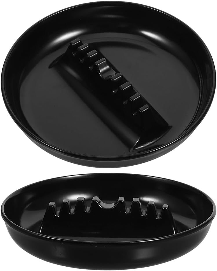 Gatuida Ash Tray for 2pcs Round Plastic Tabletop Ashtrays Smokeless Tabletop Ashtray Decor for Home Office Patio Restaurant Bar Hotel Black