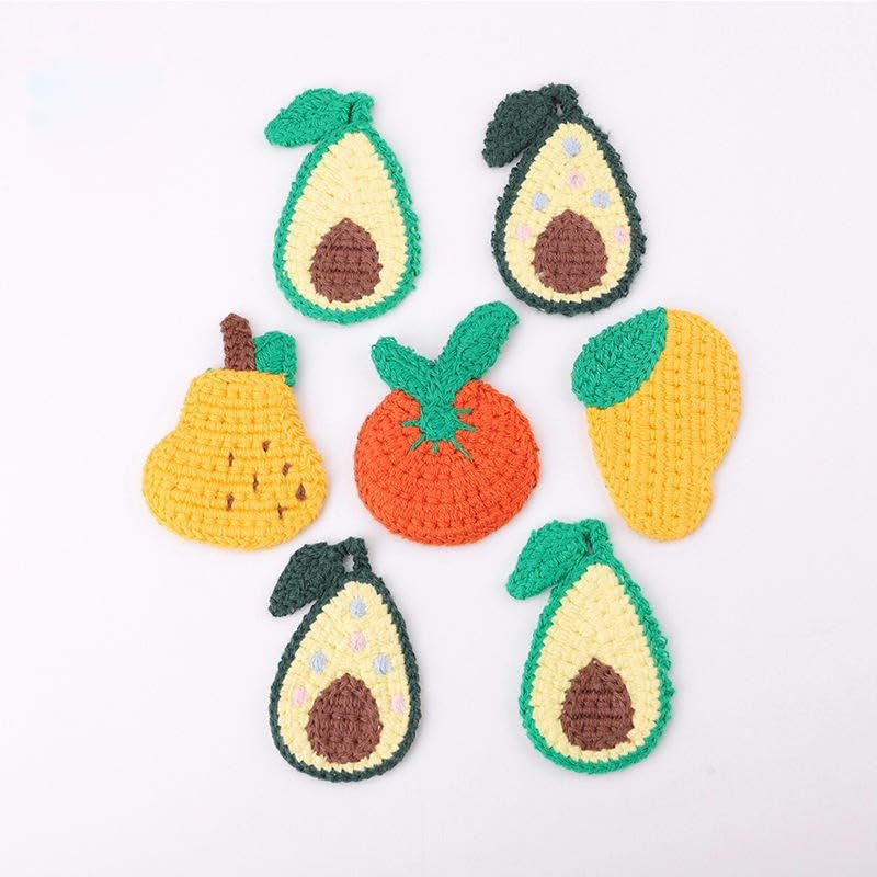 Naszywka haftowana 30 SZTUK 6,5 * 4, CM Wiśnia Ręcznie Robione Szydełkowe Aplikacje Naszywki Owocowe Małe Haftowane Do Prasowania Na Ubrania(Mango)