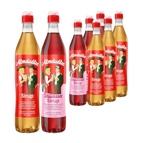Almdudler Sirup Paket 6 x 700ml: 3 x 700 ml Almdudler Alpenkräuter und 3 x 700 ml Himbeer-Zitrone Getränkesirup - ergibt ca. 7 Liter Limo