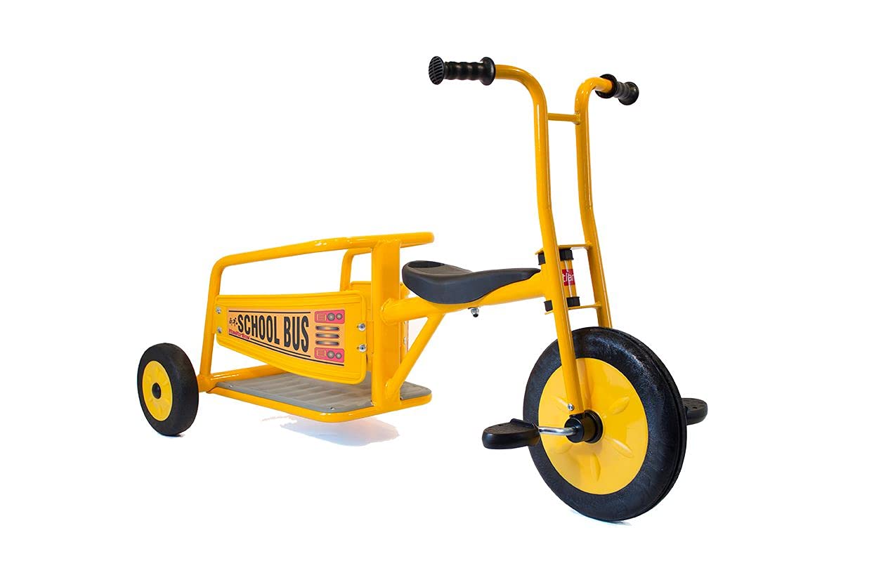 Italtrike School Bus Outdoor Tricycle for Toddlers and Kids, Superior Engineering, Strong & Durable, Easy Assembly, Adjustable Seat, Ages 4-6 (Yellow)