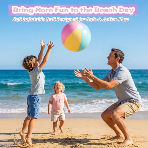 MiniInflat 3 Pcs Pastel Inflatable Beach Balls 24 & 16 Inch Large Round Pool Balls PVC Toys for Adults Kids Summer Beach Water Games, Birthday Luau Party Favors Decorations(Macarons) - image 7