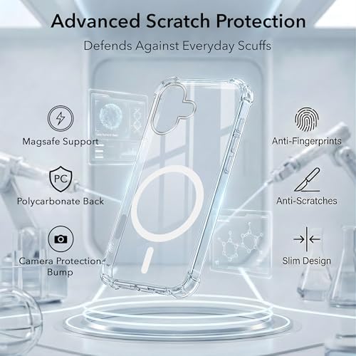 Image of Jkobi Shockproof Crystal-Clear Back Cover for Apple iPhone 16 (Magsafe Wireless Support | Drop & Camera Protection | Hard Polycarbonate)