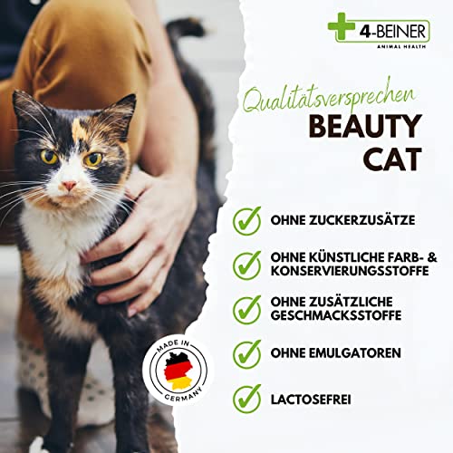 4-BEINER Beauty-Cat - Vitamine für Katzen & Mineralien für glänzendes Fell, Vitalität, Stärkung & Wohlbefinden mit Omega 3, MSM, Vitamin C und B Komplex, Katzen Vitamine, Fellpflege Katze