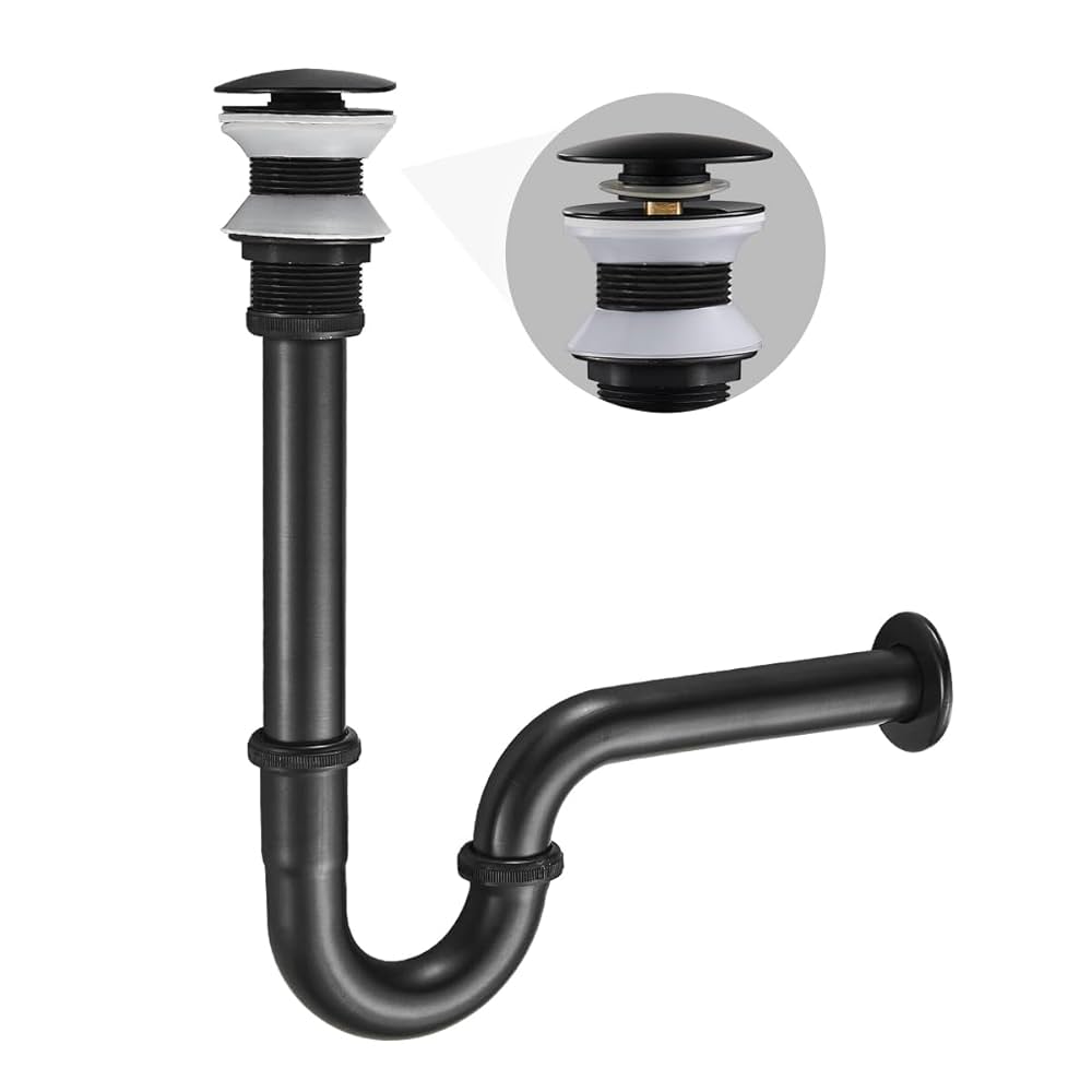 TSIBOMU U Shape P-trap Stopper Complete Set, Adjustable
