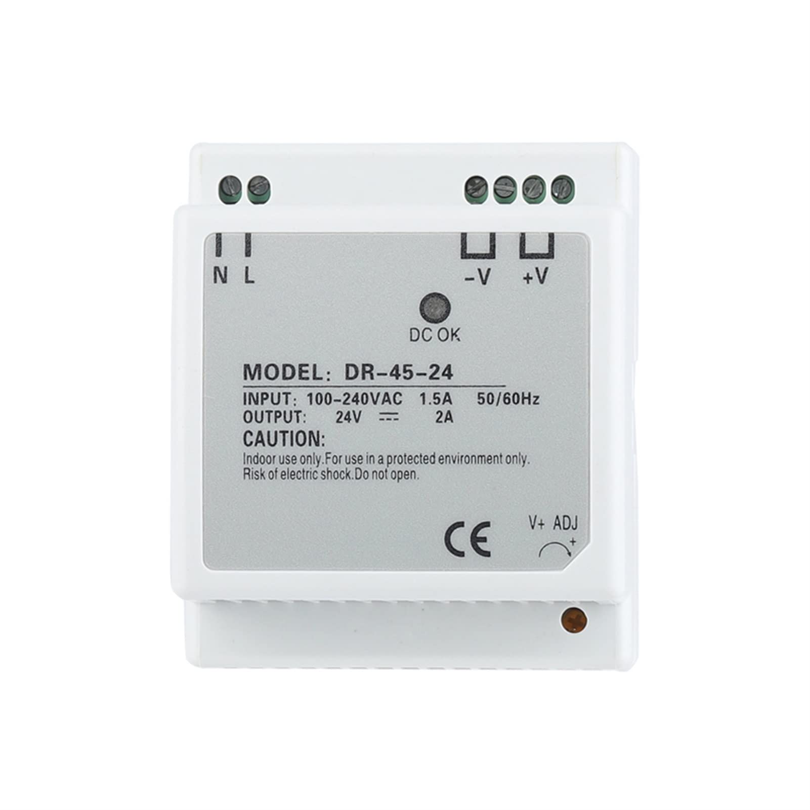 KLVN 1 STÜCKE DR-45-24 Einzelausgang DIN-Schienen-Netzteil 24 V Spannungswandler LED-Anzeige 45 W